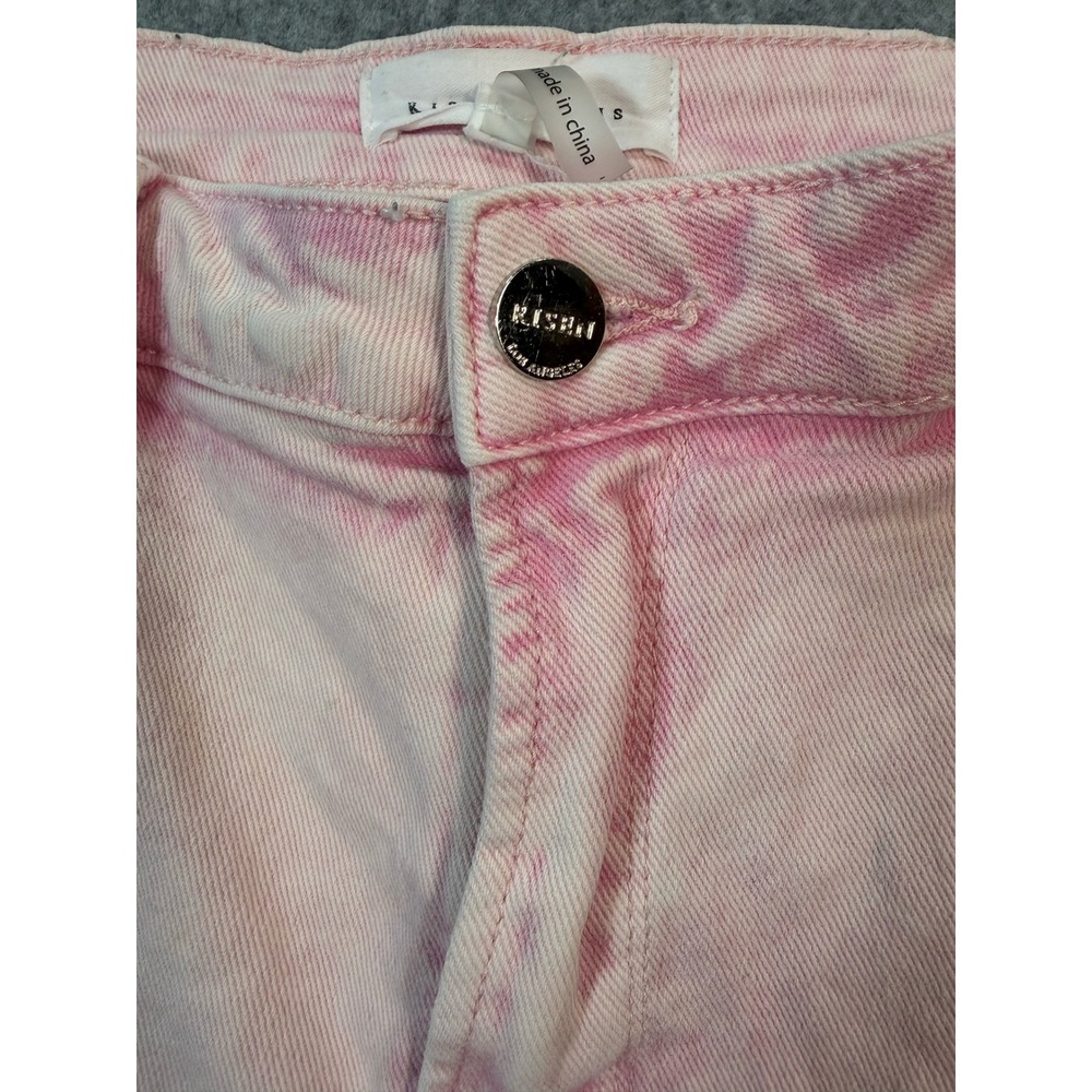 Risen Jeans Pink Acid Wash Wide Leg Raw Hem Cropped Jeans Size 9/29 - Picture 3 of 8